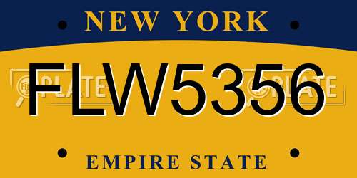 FLW5356 New York License Plate