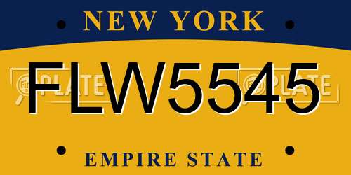 FLW5545 New York License Plate