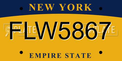 FLW5867 New York License Plate