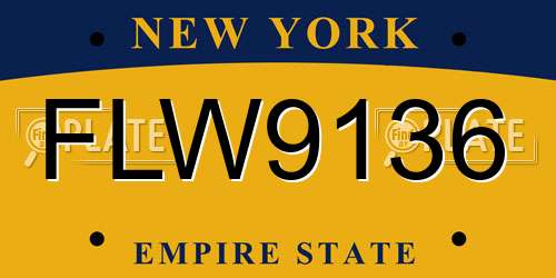 FLW9136 New York License Plate