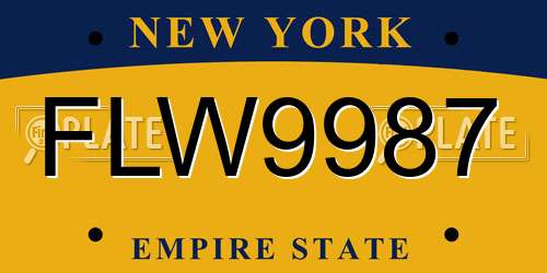 FLW9987 New York License Plate