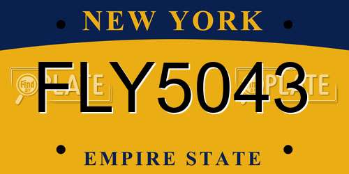 FLY5043 New York License Plate
