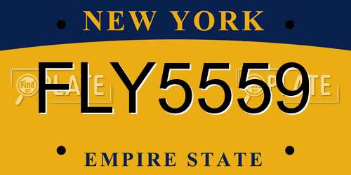 FLY5559 New York License Plate