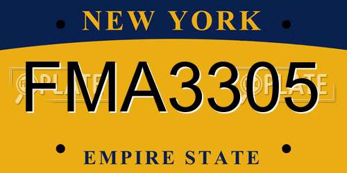 FMA3305 New York License Plate