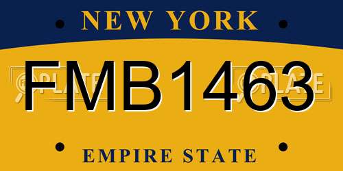 FMB1463 New York License Plate