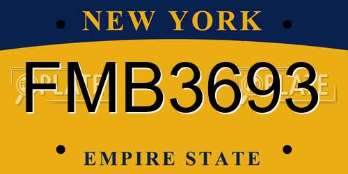 FMB3693 New York License Plate