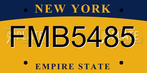 FMB5485 New York License Plate