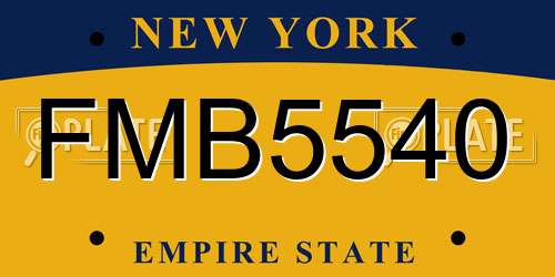 FMB5540 New York License Plate