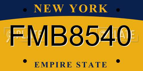 FMB8540 New York License Plate