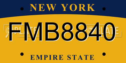 FMB8840 New York License Plate