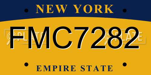 FMC7282 New York License Plate