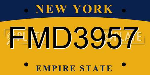 FMD3957 New York License Plate