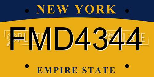 FMD4344 New York License Plate