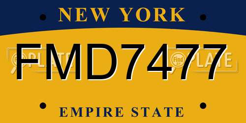 FMD7477 New York License Plate