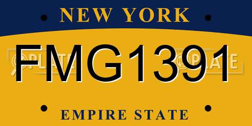FMG1391 New York License Plate