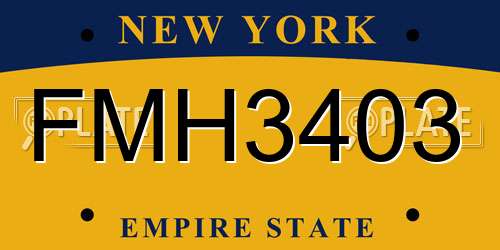FMH3403 New York License Plate