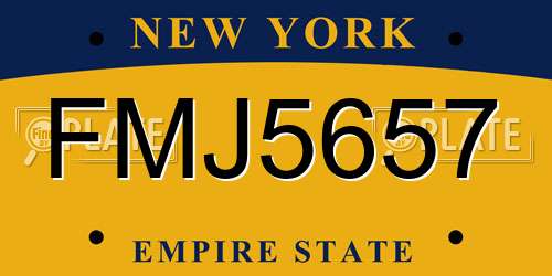 FMJ5657 New York License Plate
