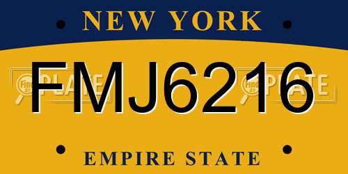 FMJ6216 New York License Plate
