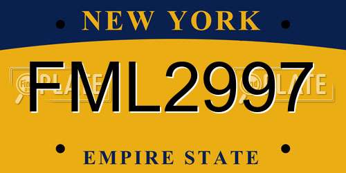 FML2997 New York License Plate