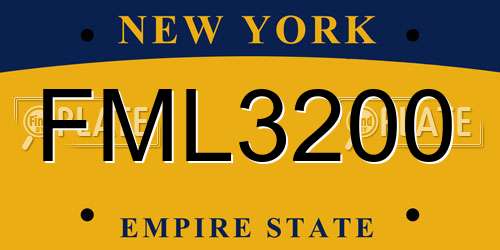 FML3200 New York License Plate