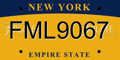 FML9067 New York License Plate