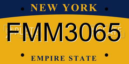 FMM3065 New York License Plate
