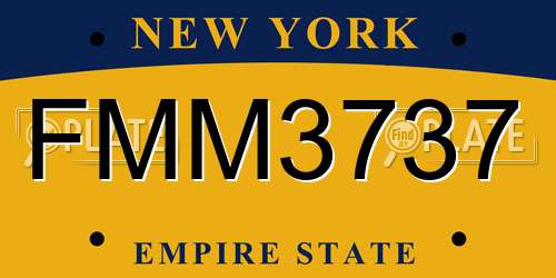 FMM3737 New York License Plate