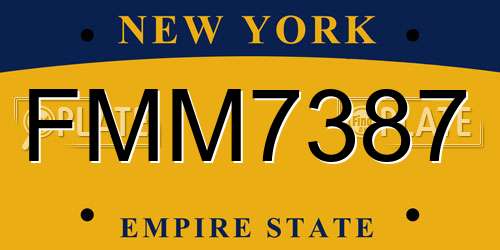 FMM7387 New York License Plate