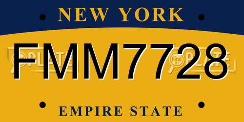 FMM7728 New York License Plate