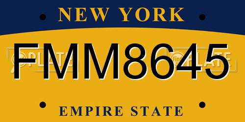 FMM8645 New York License Plate