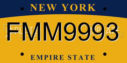 FMM9993 New York License Plate