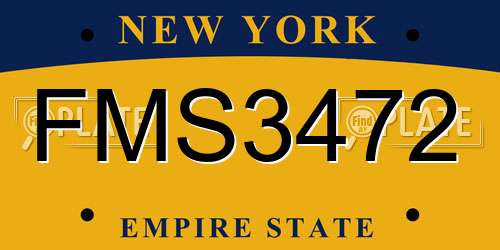 FMS3472 New York License Plate