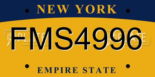 FMS4996 New York License Plate