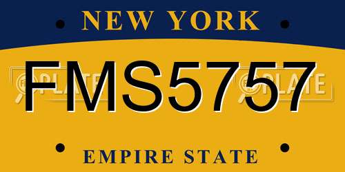 FMS5757 New York License Plate