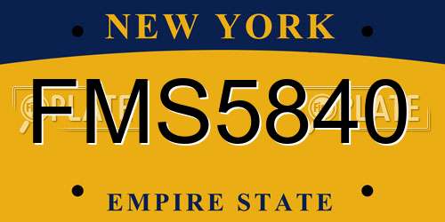 FMS5840 New York License Plate