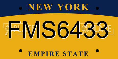 FMS6433 New York License Plate