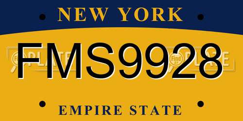 FMS9928 New York License Plate