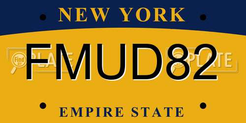 FMUD82 New York License Plate