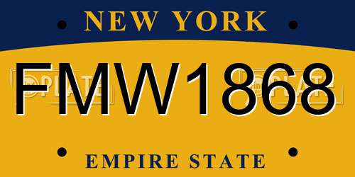 FMW1868 New York License Plate