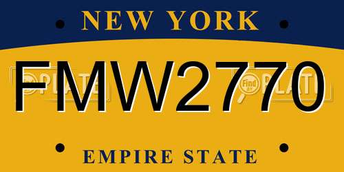 FMW2770 New York License Plate