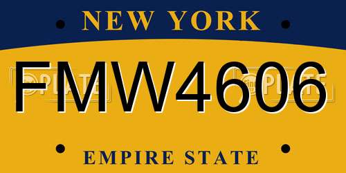 FMW4606 New York License Plate