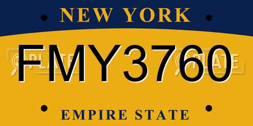 FMY3760 New York License Plate