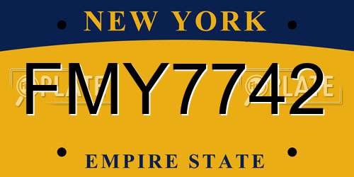 FMY7742 New York License Plate