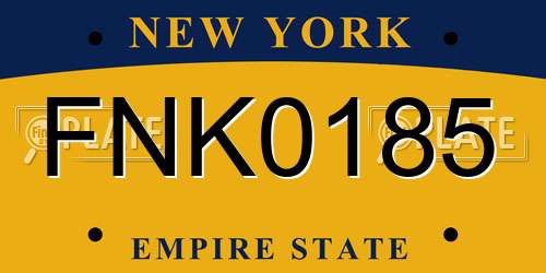 FNK0185 New York License Plate