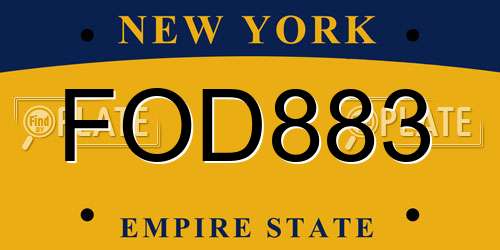 FOD883 New York License Plate