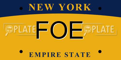 FOE New York License Plate