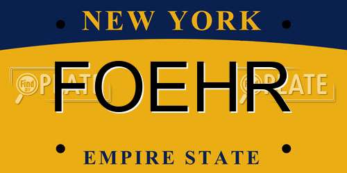 FOEHR New York License Plate