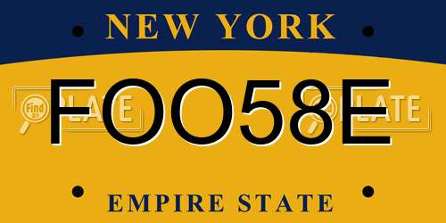 FOO58E New York License Plate