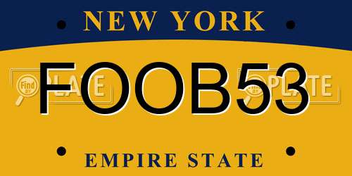 FOOB53 New York License Plate