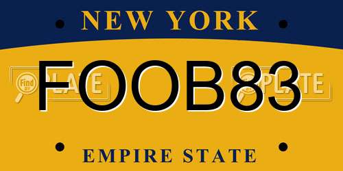FOOB83 New York License Plate
